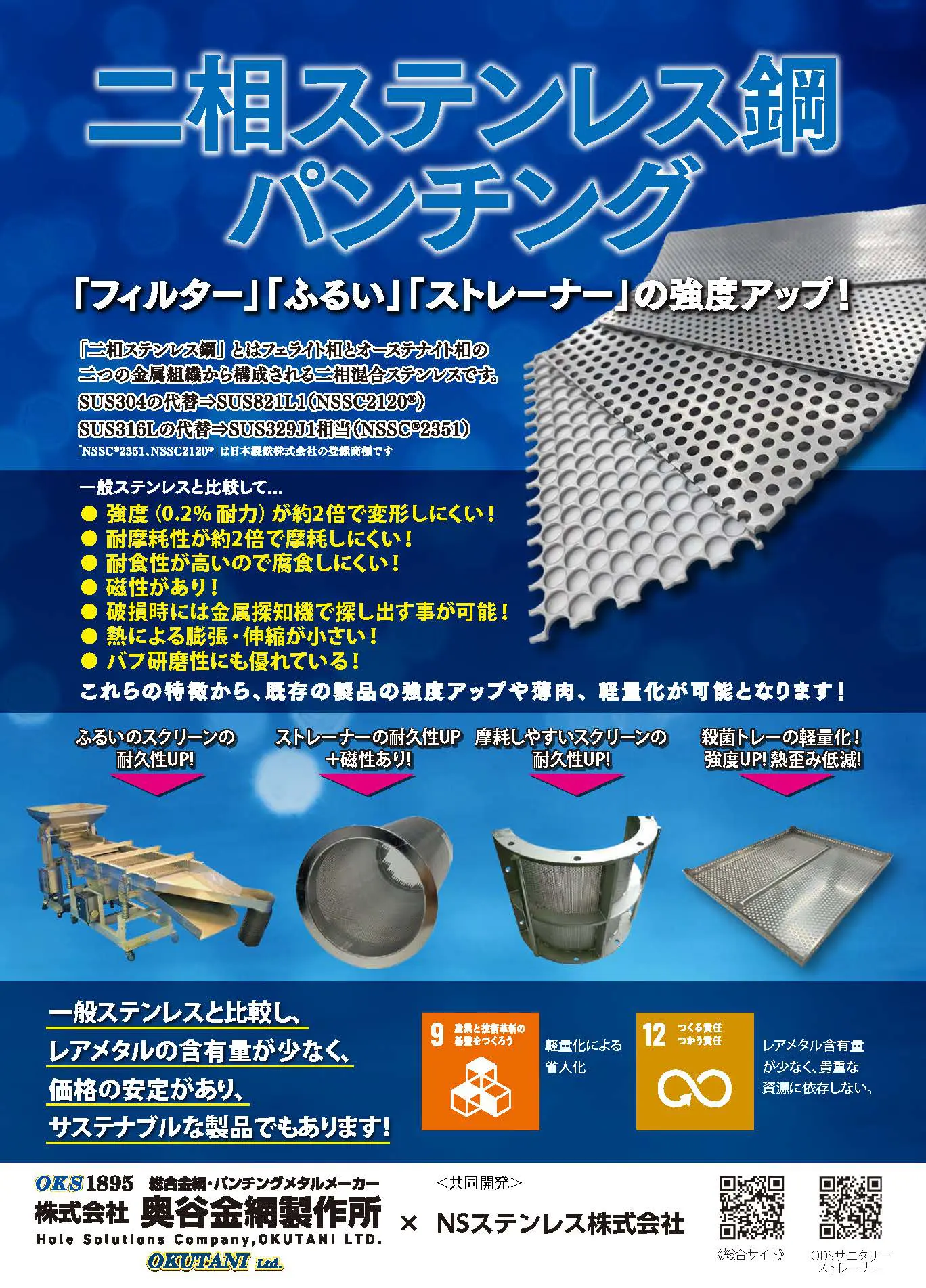 二相ステンレス鋼パンチングメタル™ | パンチングワールド 二相ステンレス鋼パンチングメタル™ | パンチングワールド
